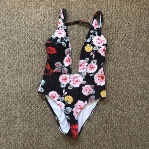 Low-cut one piece bathing suit